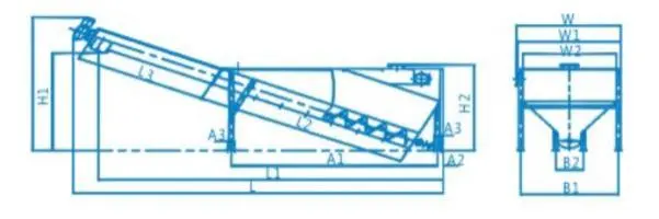 LSSF type spiral sand water separator outline drawing (stainless steel water tank)